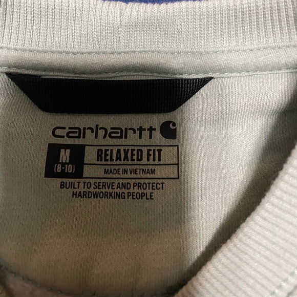 Carhartt Pullover Sweatshirt Womens Med Relaxed Fit Cotton Blend Sleeve Spellout - Picture 2 of 9